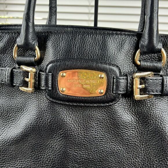 Black Leather Michael Kors Hamilton Jewel East West Tote - Picture 3 of 17